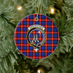 Scottish Clan Anstruther Tartan and Crest Ceramic Ornament