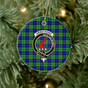 Scottish Clan Armstrong Tartan and Crest Ceramic Ornament