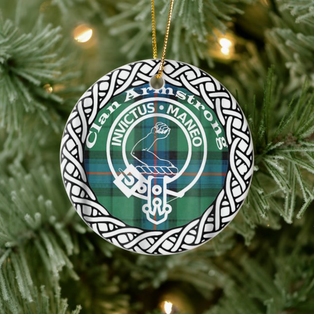 Scottish Clan Armstrong Tartan and Crest Ceramic Ornament (Tree)
