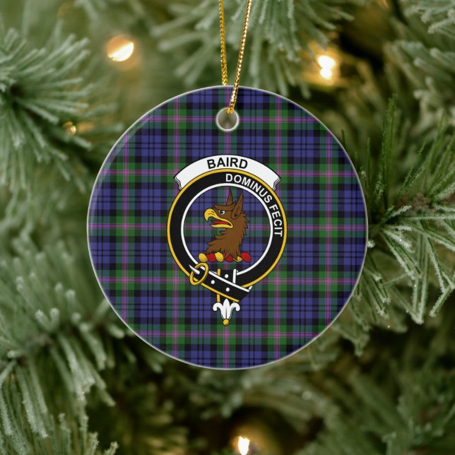 Scottish Clan Baird Modern Tartan and Crest Ceramic Ornament (Tree)