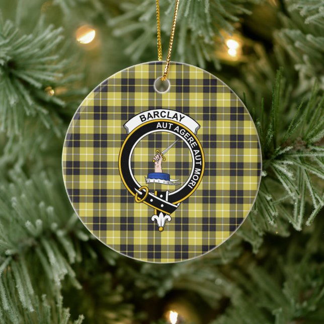 Scottish Clan Barclay Tartan and Crest Ceramic Ornament (Tree)