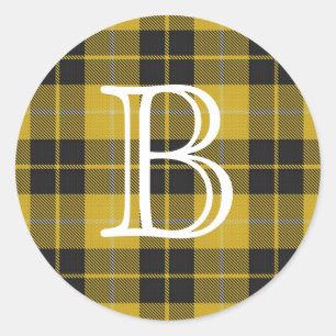 Scottish Clan Barclay Tartan With Monogram Classic Round Sticker