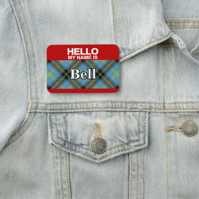 Scottish Clan Bell Tartan Plaid Name Tag (In Situ)