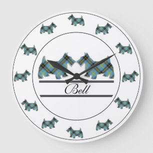 Scottish Clan Bell Tartan Plaid Scottie Dogs Large Clock