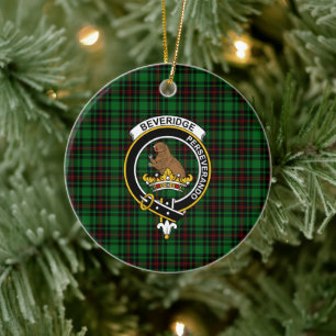 Scottish Clan Beveridge Tartan and Crest Ceramic Ornament