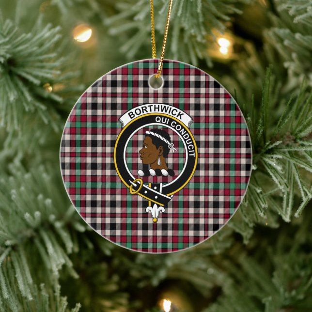 Scottish Clan Borthwick Ancient Tartan and Crest Ceramic Ornament (Tree)