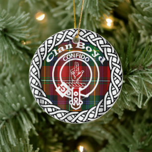 Scottish Clan Boyd Tartan and Crest Ceramic Ornament