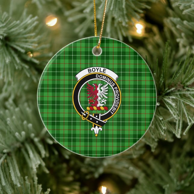 Scottish Clan Boyle Tartan and Crest Ceramic Ornament (Tree)