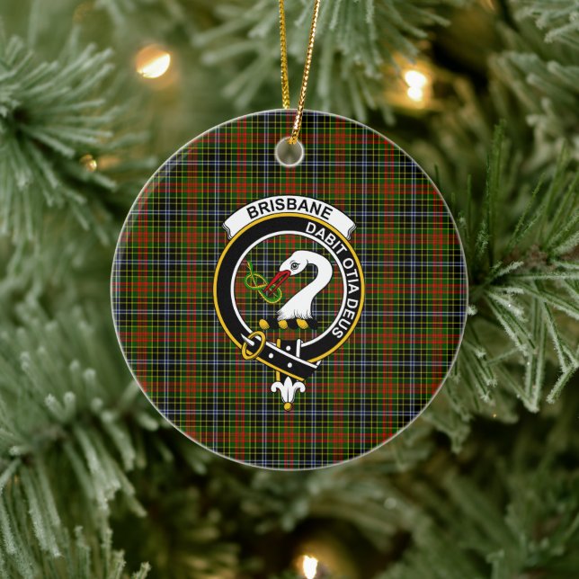 Scottish Clan Brisbane Tartan and Crest Ceramic Ornament (Tree)