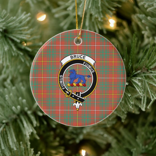 Scottish Clan Bruce Ancient Tartan and Crest Ceramic Ornament (Tree)