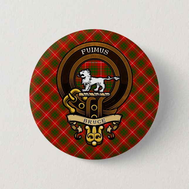 Scottish Clan Bruce Badge and Crest | Coat of Arms 2 Inch Round Button (Front)
