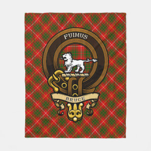 Scottish Clan Bruce Badge and Crest Coat of Arms Fleece Blanket