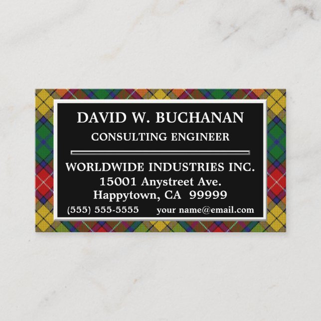 Scottish Clan Buchanan Tartan Plaid Business Card (Front)