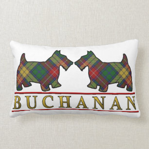 Scottish Clan Buchanan Tartan Scottie Dogs Lumbar Pillow