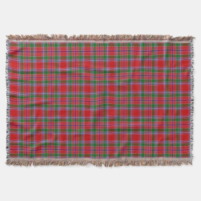 Scottish Clan Burrell Tartan Plaid Throw Blanket (Front)