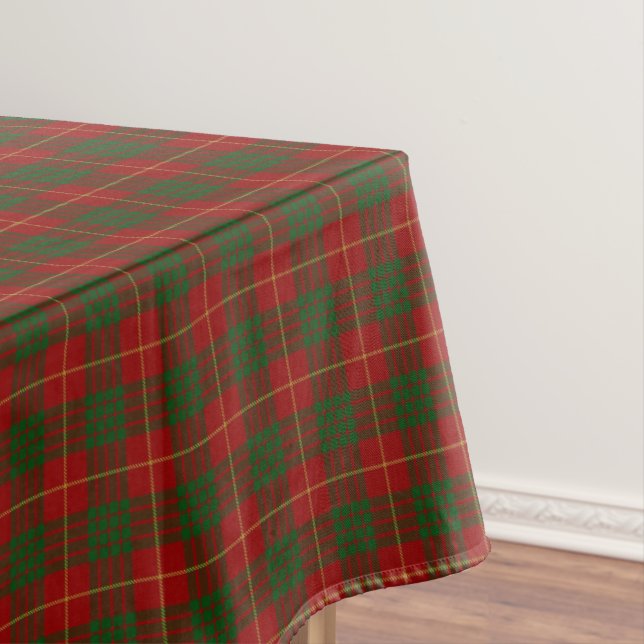 Scottish Clan Cameron Red and Green Tartan Tablecloth (In Situ)