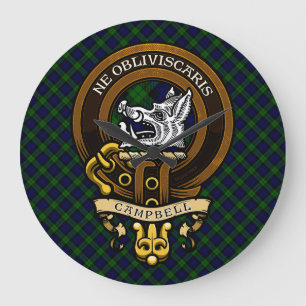 Scottish Clan Campbell Badge and Crest  Large Clock