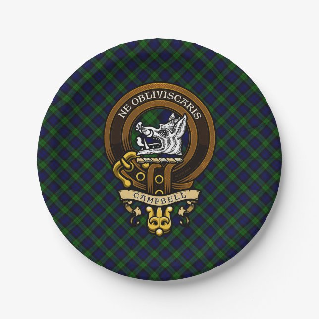 Scottish Clan Campbell Badge and Crest  Paper Plate (Front)