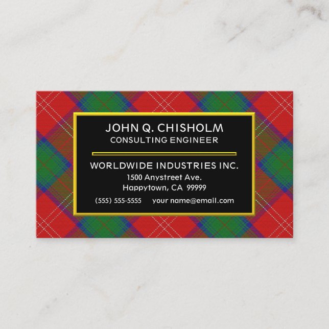 Scottish Clan Chisholm Tartan Plaid Business Card (Front)