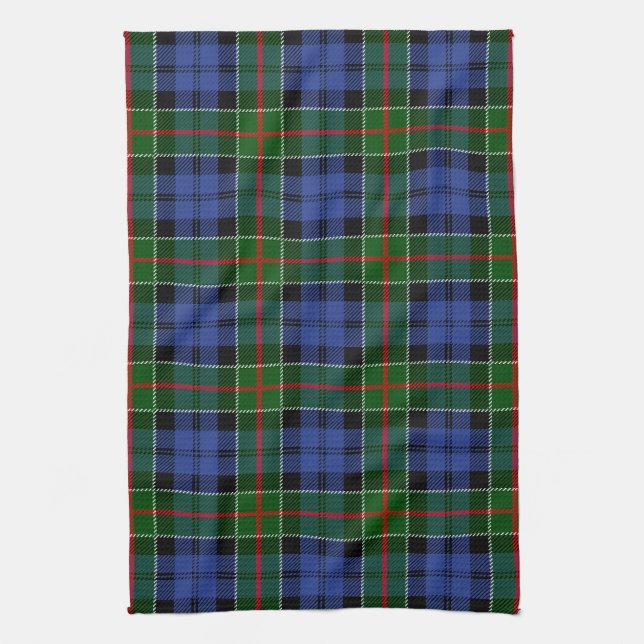 Scottish Clan Colquhoun Tartan Plaid Kitchen Towel (Vertical)