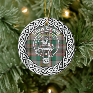 Scottish Clan Craig Tartan and Crest Ceramic Ornament