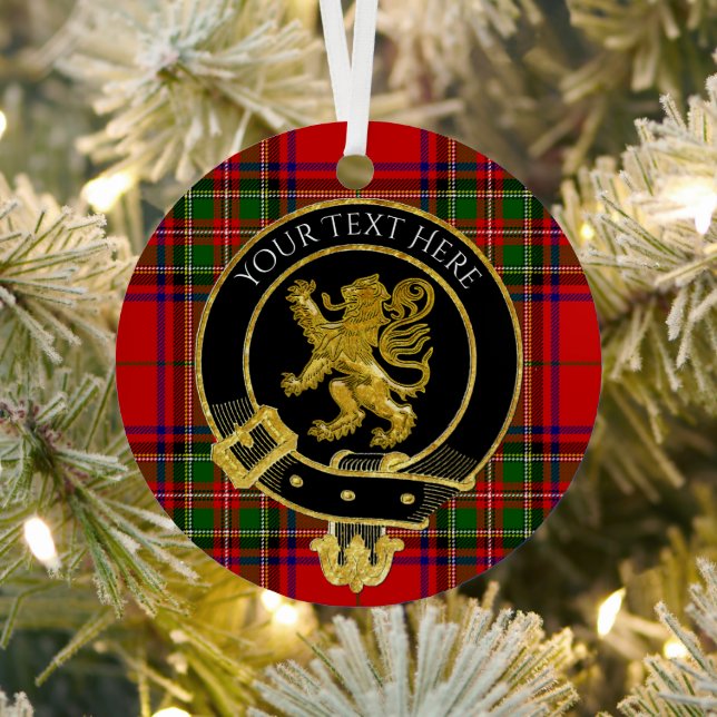 Scottish Clan Crest Lion Tartan Metal Ornament (Insitu)