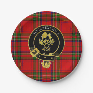 Scottish Clan Crest Rose Thistle Tartan Paper Plate