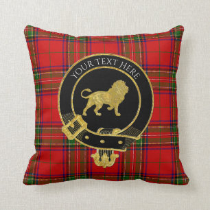Scottish Clan Crest Tartan Lion Throw Pillow