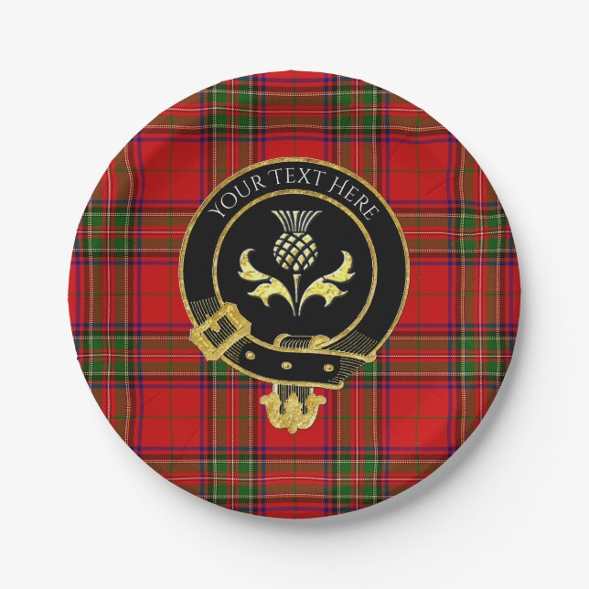 Scottish Clan Crest Thistle Tartan Paper Plate (Front)