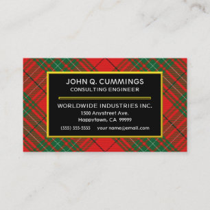 Scottish Clan Cumming Red Tartan Plaid Business Card