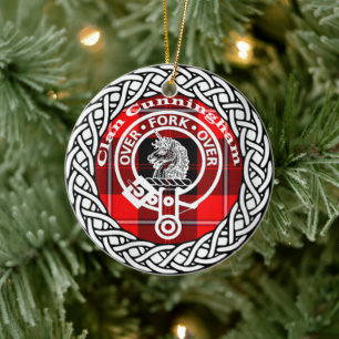 Scottish Clan Cunningham Tartan and Crest Ceramic Ornament