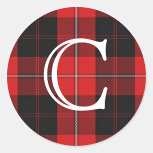 Scottish Clan Cunningham Tartan With Monogram Classic Round Sticker