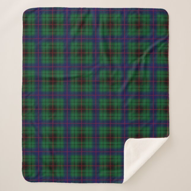 Scottish Clan Davidson Tartan Plaid Sherpa Blanket (Front)