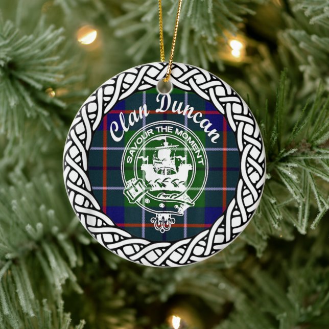 Scottish Clan Duncan Tartan and Crest Ceramic Ornament (Tree)