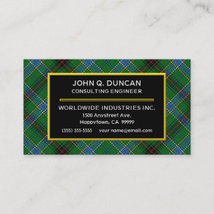 Scottish Clan Duncan Tartan Plaid Business Card
