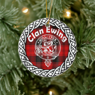Scottish Clan Ewing Tartan and Crest Ceramic Ornament
