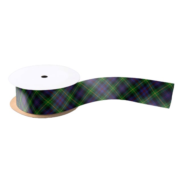 Scottish Clan Farquharson Blue and Green Tartan Satin Ribbon (Spool)