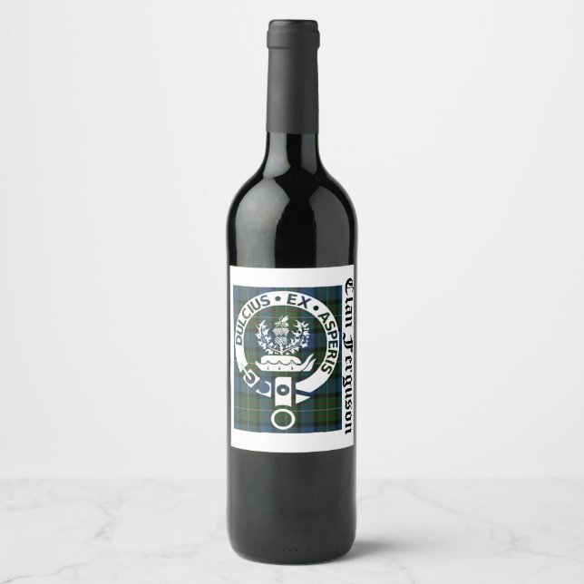 Scottish Clan Ferguson Crest Badge Wine Label (Front)