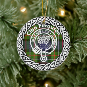 Scottish Clan Ferguson Tartan and Crest Ceramic Ornament