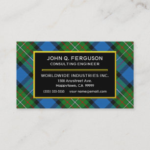 Scottish Clan Fergusson Ferguson Tartan Plaid Business Card