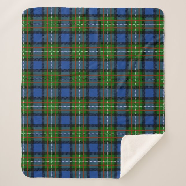 Scottish Clan Fergusson Tartan Plaid Sherpa Blanket (Front)