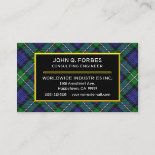 Scottish Clan Forbes Tartan Plaid Business Card