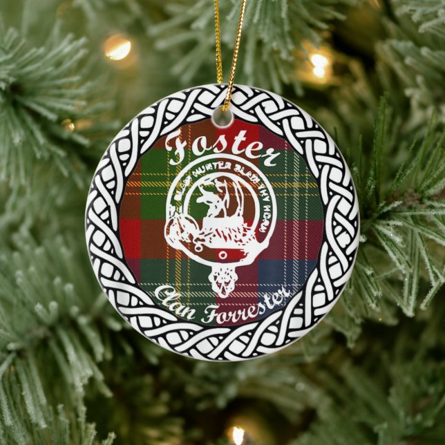 Scottish Clan Foster Tartan and Crest Ceramic Ornament (Tree)