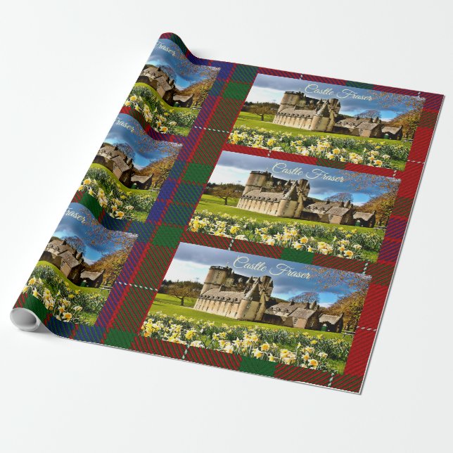 Scottish Clan Fraser Castle Tartan Wrapping Paper (Unrolled)