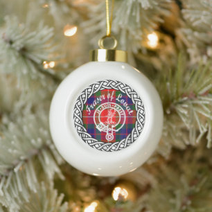 Scottish Clan Fraser of Lovat  Tartan and Crest Ceramic Ball Christmas Ornament