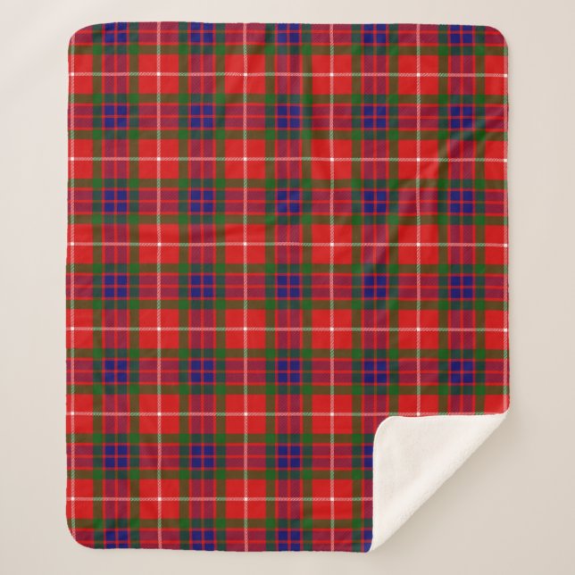 Scottish Clan Fraser of Lovat Tartan Plaid Sherpa Blanket (Front)