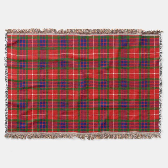 Scottish Clan Fraser of Lovat Tartan Plaid Throw Blanket (Front)