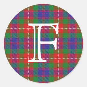 Scottish Clan Fraser of Lovat Tartan With Monogram Classic Round Sticker