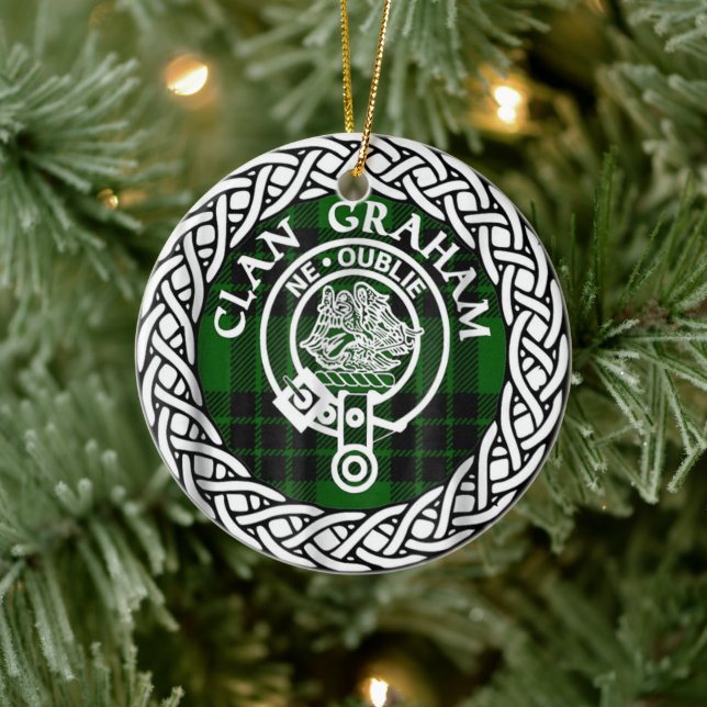 Scottish Clan Graham Tartan and Crest Ceramic Ornament (Tree)