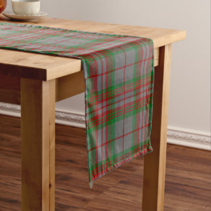Scottish Clan Gray Tartan Plaid Long Table Runner